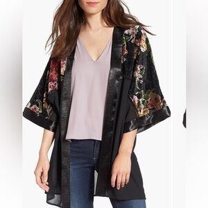 Love, Fire Black Burnout Floral Kimono